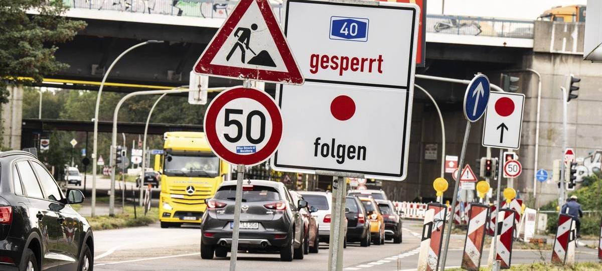 A40-Sperrung beeinträchtigt Berufsverkehr in Duisburg