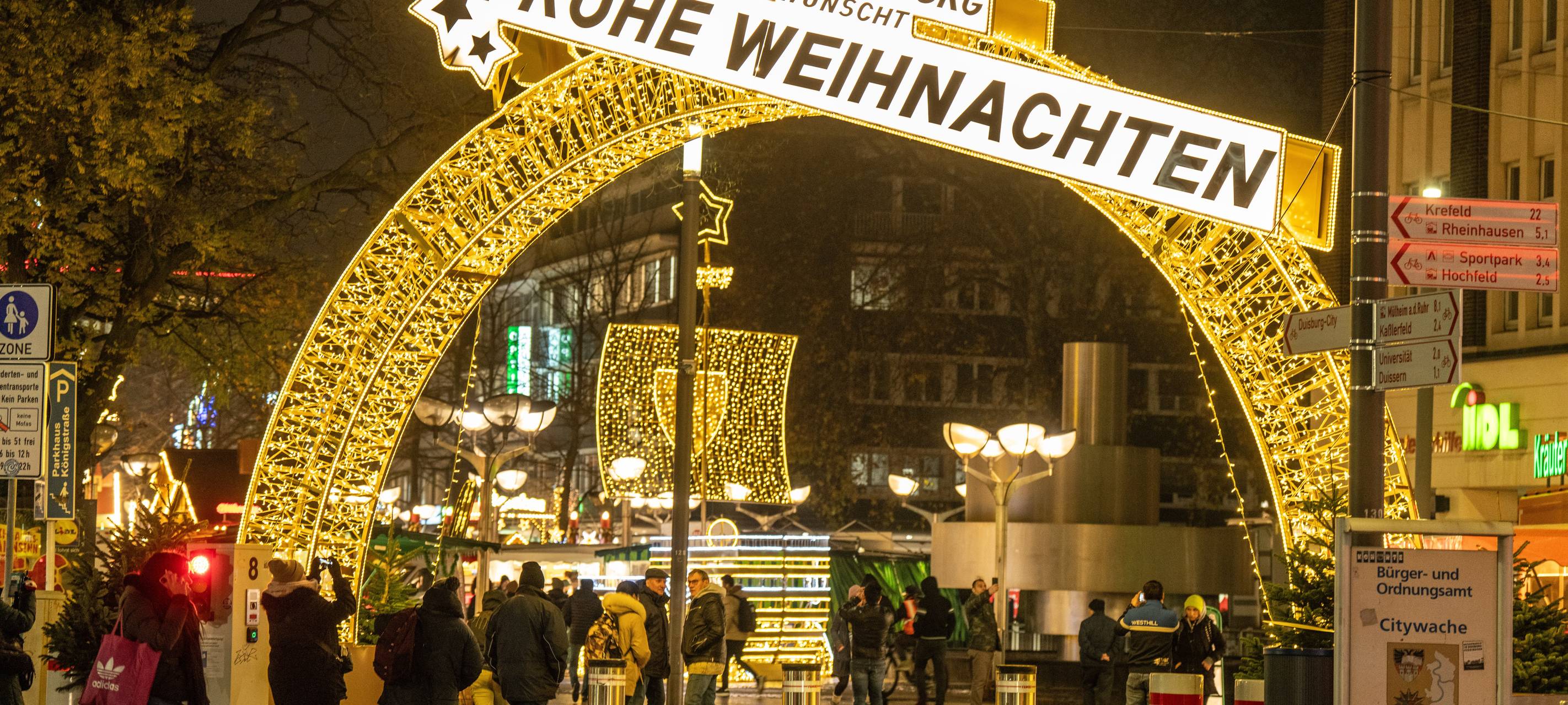 Beleuchtung auf dem Duisburger Weihnachtsmarkt