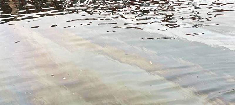 Ölfilm im Duisburger Hafen