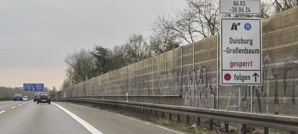 A59: Anschlussstelle Großenbaum in Fahrtrichtung Düsseldorf gesperrt
