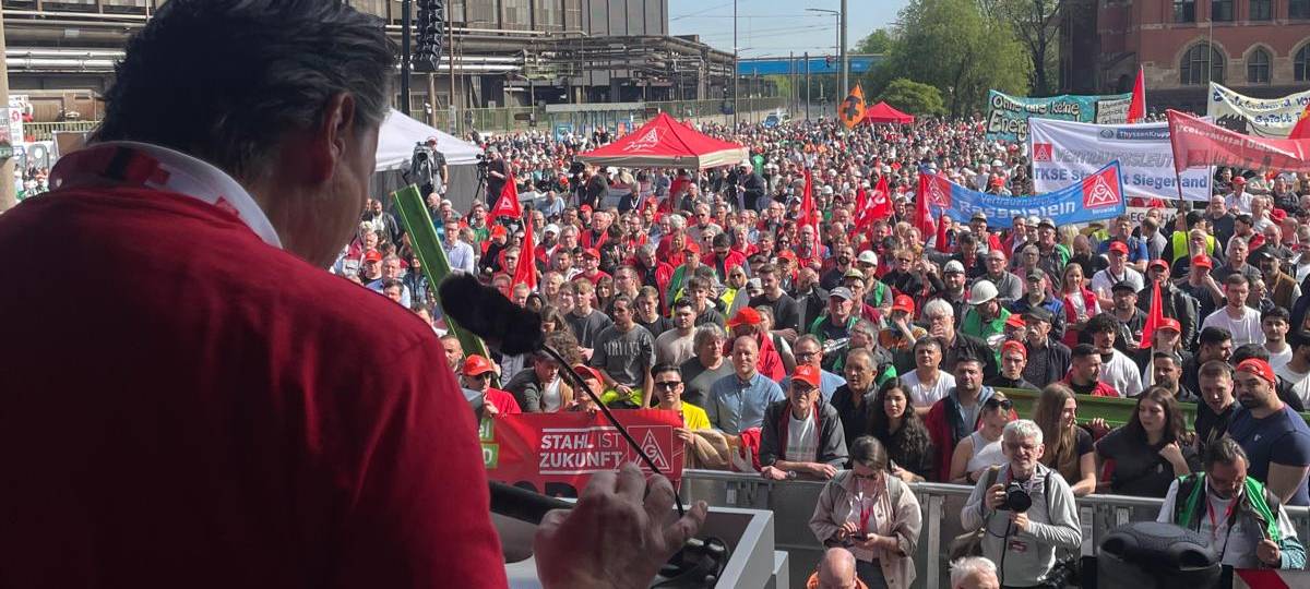 Stahlarbeiter-Protest im Duisburger Norden
