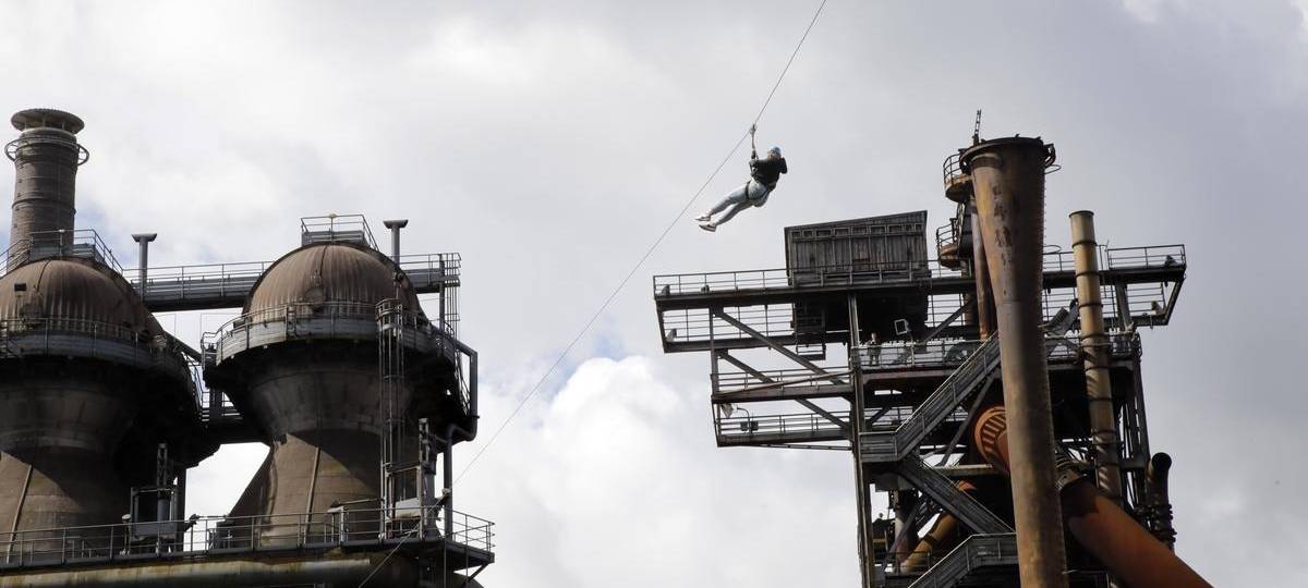 Seilbahn-Action im Landschaftspark Duisburg
