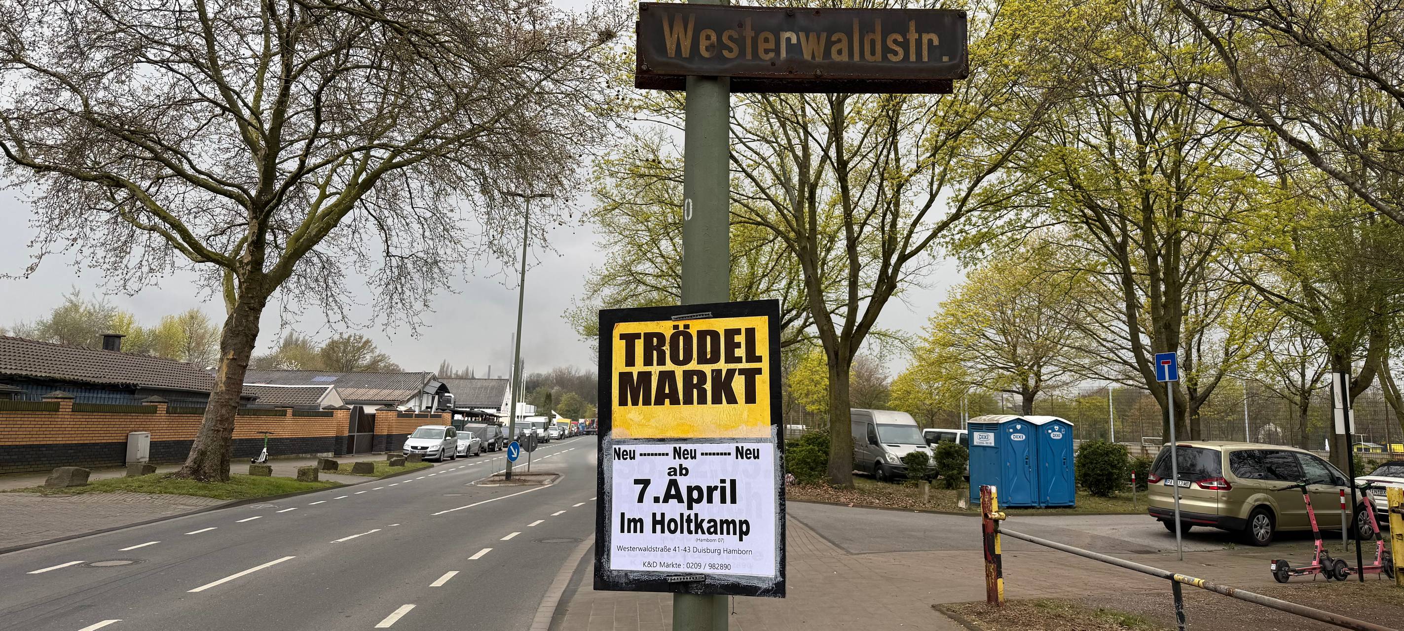 Plakat für den ersten Trödelmarkt bei den Sportfreunden Hamborn 07