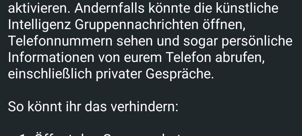 So sieht die aktuell die Runde machende Nachricht aus.