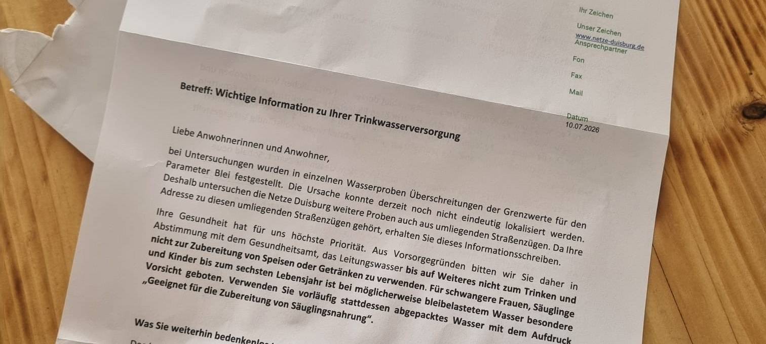 Warnung vor belastetem Wasser in Duisburg-Huckingen