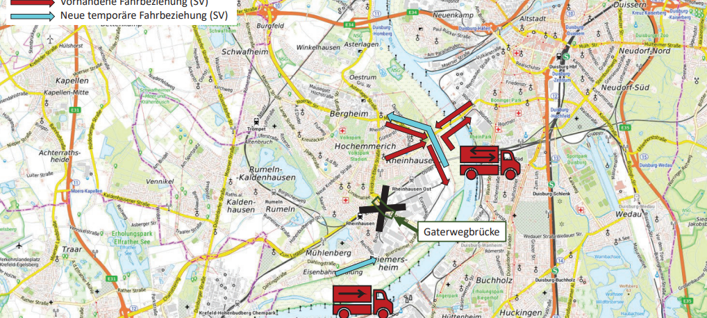 Gaterwegbrücke muss saniert werden: hier sollen LKW stattdessen entlangfahren