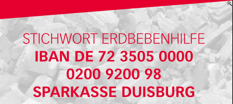 Erdbebenhilfe: hohe Spendenbereitschaft in Duisburg